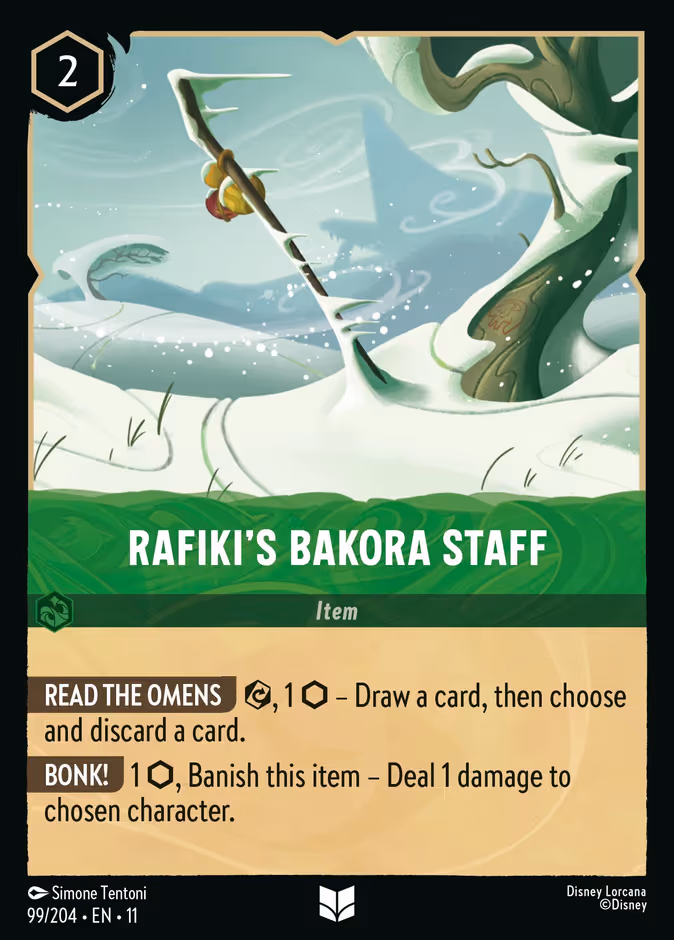 Rafiki's Bakora Staff Lorcana card (99/204, Winterspell)