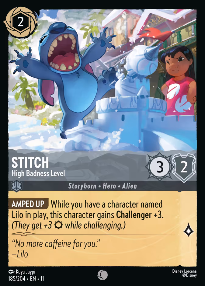 Stitch - High Badness Level Lorcana card (185/204, Winterspell)