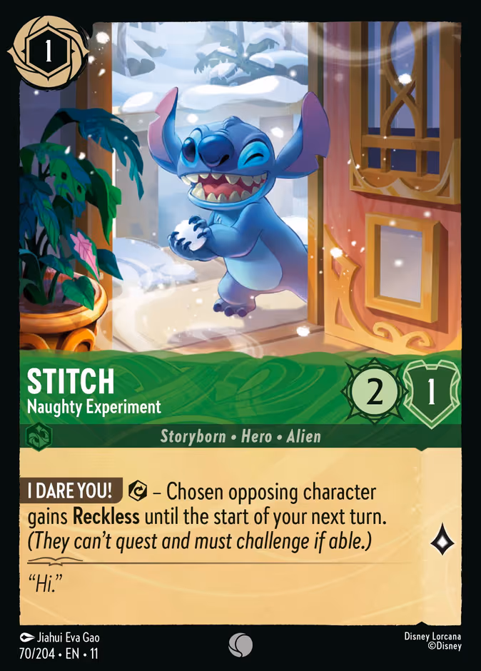 Stitch - Naughty Experiment Lorcana card (70/204, Winterspell)