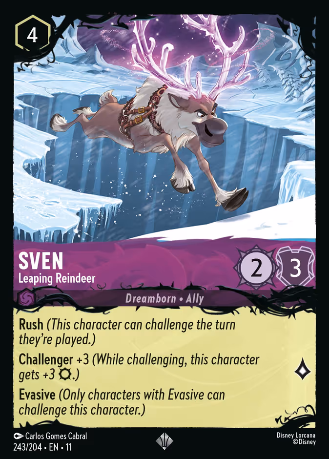 Sven - Leaping Reindeer Lorcana card (243/204, Winterspell)