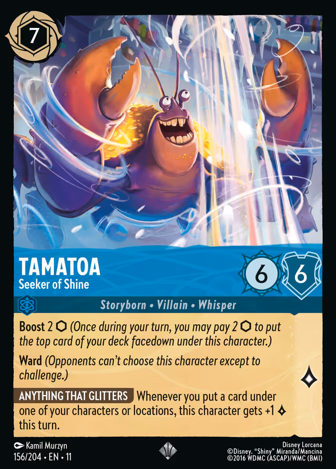 Tamatoa - Seeker of Shine Lorcana card (156/204, Winterspell)
