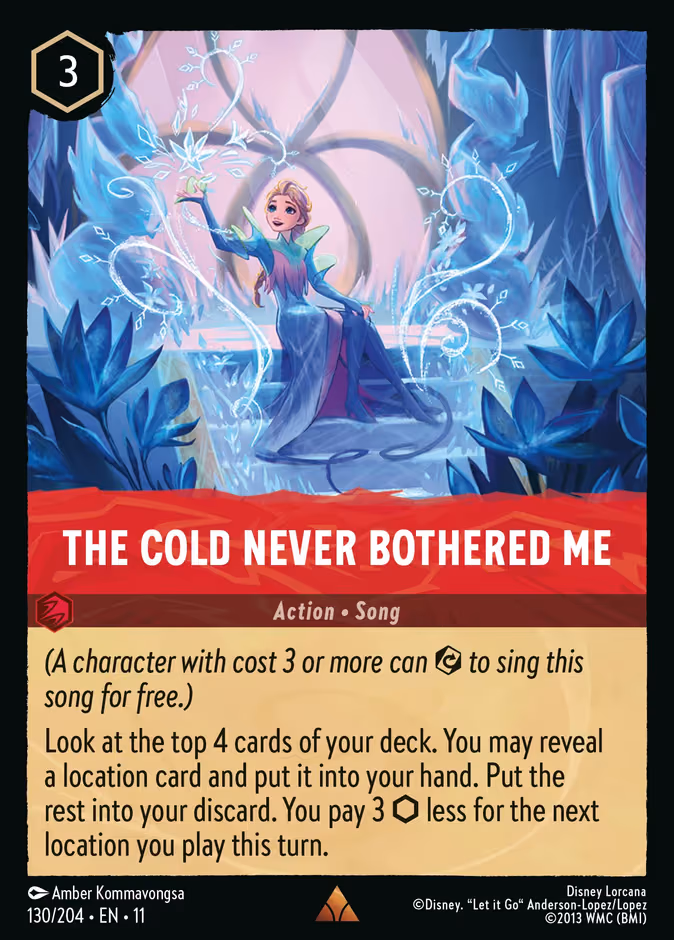 The Cold Never Bothered Me Lorcana card (130/204, Winterspell)