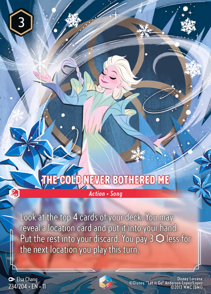 The Cold Never Bothered Me Lorcana card (234/204, Winterspell)