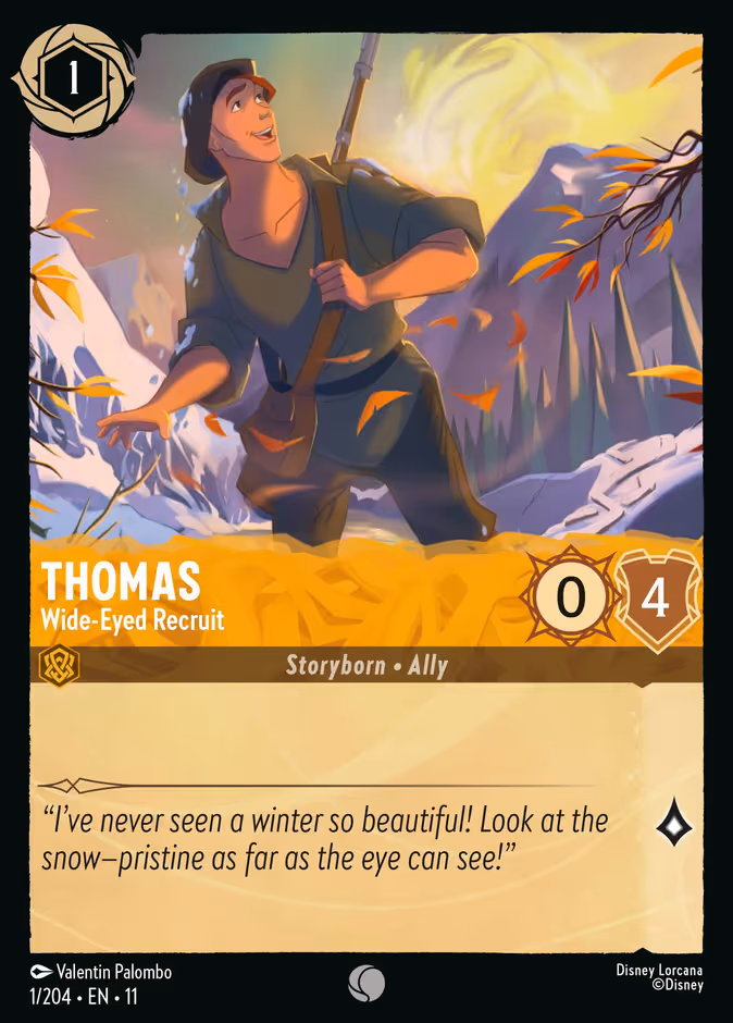 Thomas - Wide-Eyed Recruit Lorcana card (1/204, Winterspell)