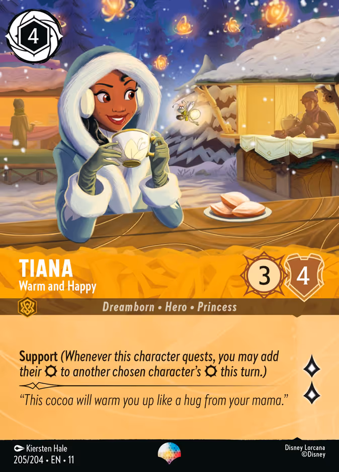 Tiana - Warm and Happy Lorcana card (205/204, Winterspell)