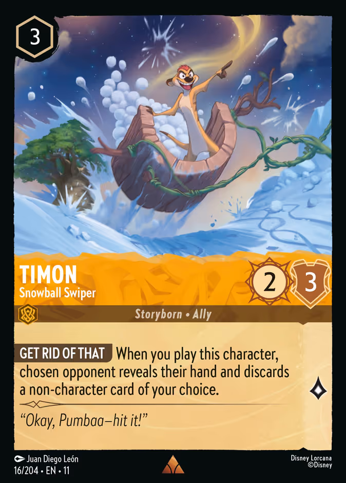 Timon - Snowball Swiper Lorcana card (16/204, Winterspell)
