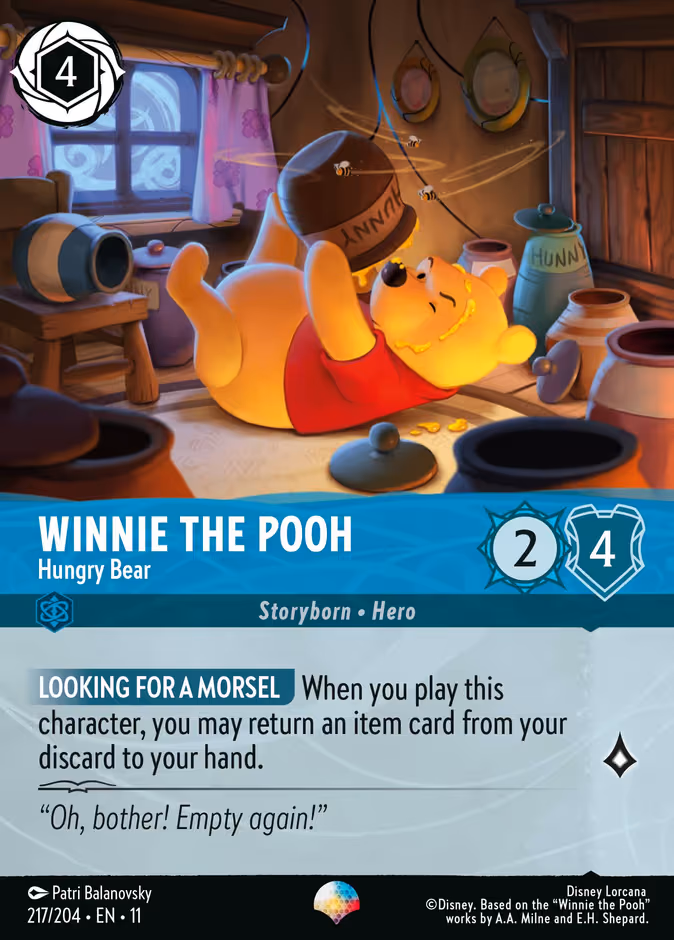 Winnie the Pooh - Hungry Bear Lorcana card (217/204, Winterspell)