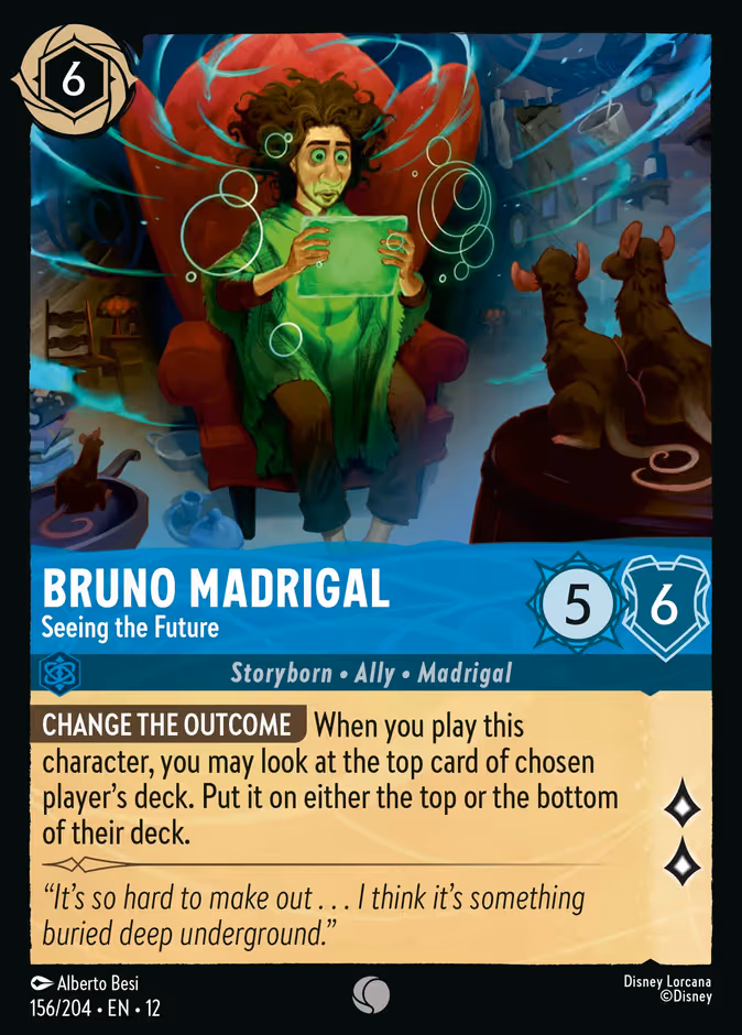Bruno Madrigal - Seeing the Future Lorcana card (156/204, Wilds Unknown)