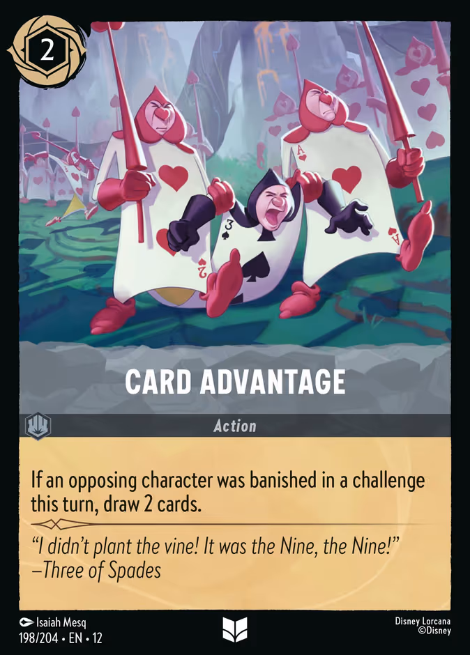 Card Advantage Lorcana card (198/204, Wilds Unknown)