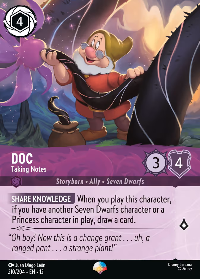 Doc - Taking Notes Lorcana card (210/204, Wilds Unknown)