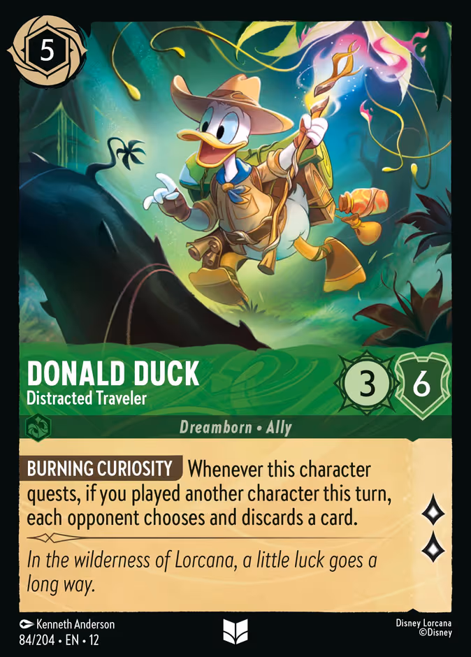 Donald Duck - Distracted Traveler Lorcana card (84/204, Wilds Unknown)