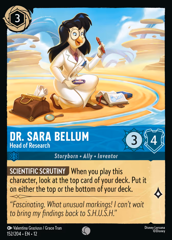 Dr. Sara Bellum - Head of Research Lorcana card (152/204, Wilds Unknown)