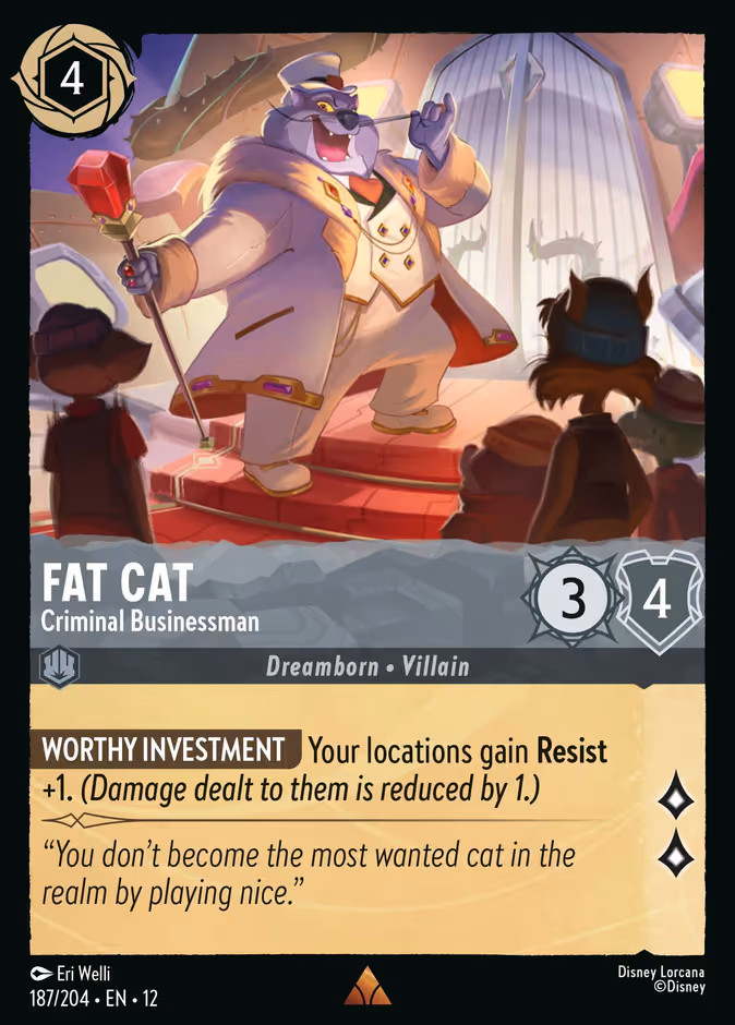 Fat Cat - Criminal Businessman Lorcana card (187/204, Wilds Unknown)