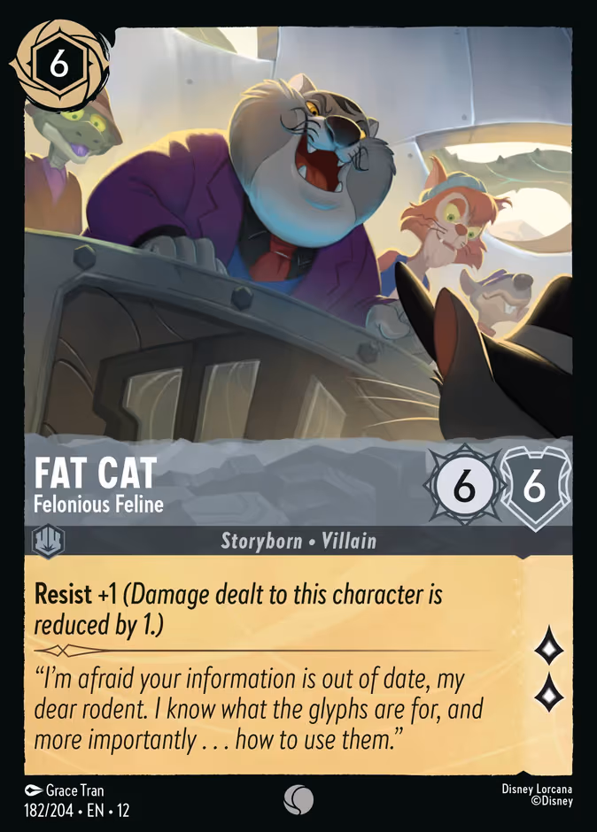 Fat Cat - Felonious Feline Lorcana card (182/204, Wilds Unknown)