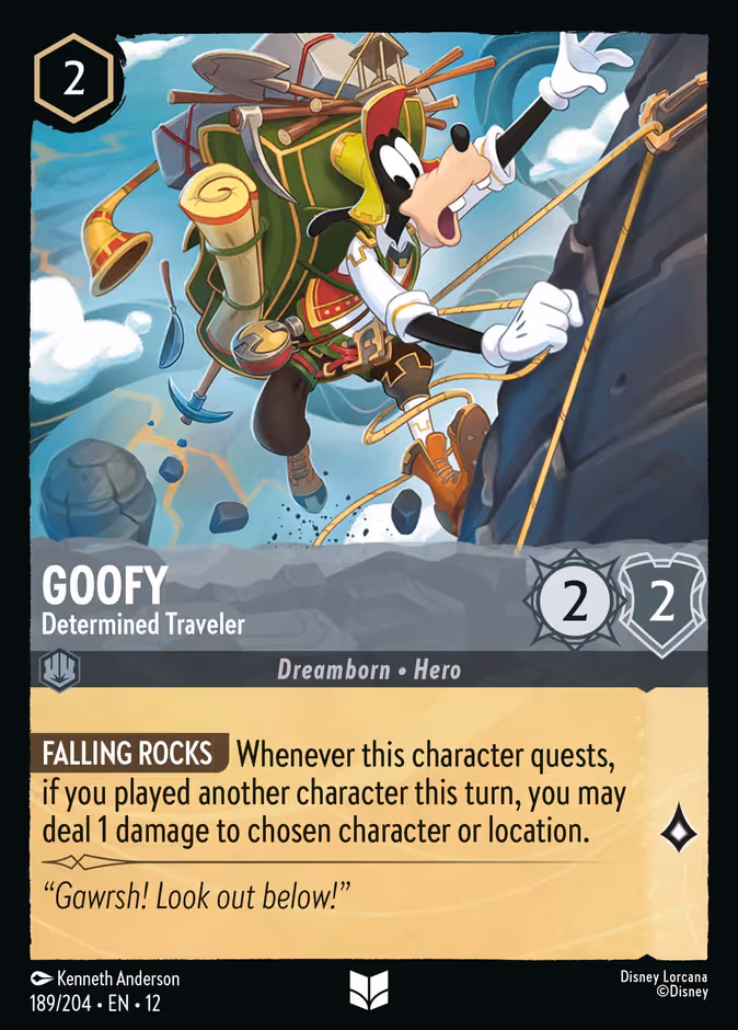 Goofy - Determined Traveler Lorcana card (189/204, Wilds Unknown)