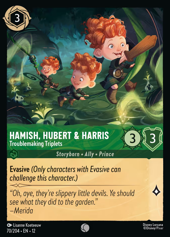 Hamish, Hubert & Harris - Troublemaking Triplets Lorcana card (70/204, Wilds Unknown)