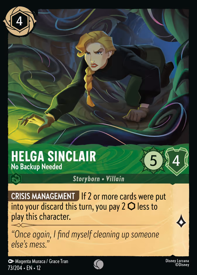 Helga Sinclair - No Backup Needed Lorcana card (73/204, Wilds Unknown)
