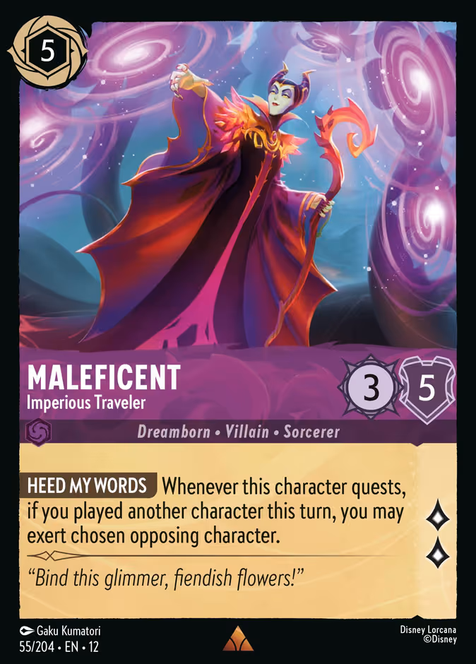 Maleficent - Imperious Traveler Lorcana card (55/204, Wilds Unknown)