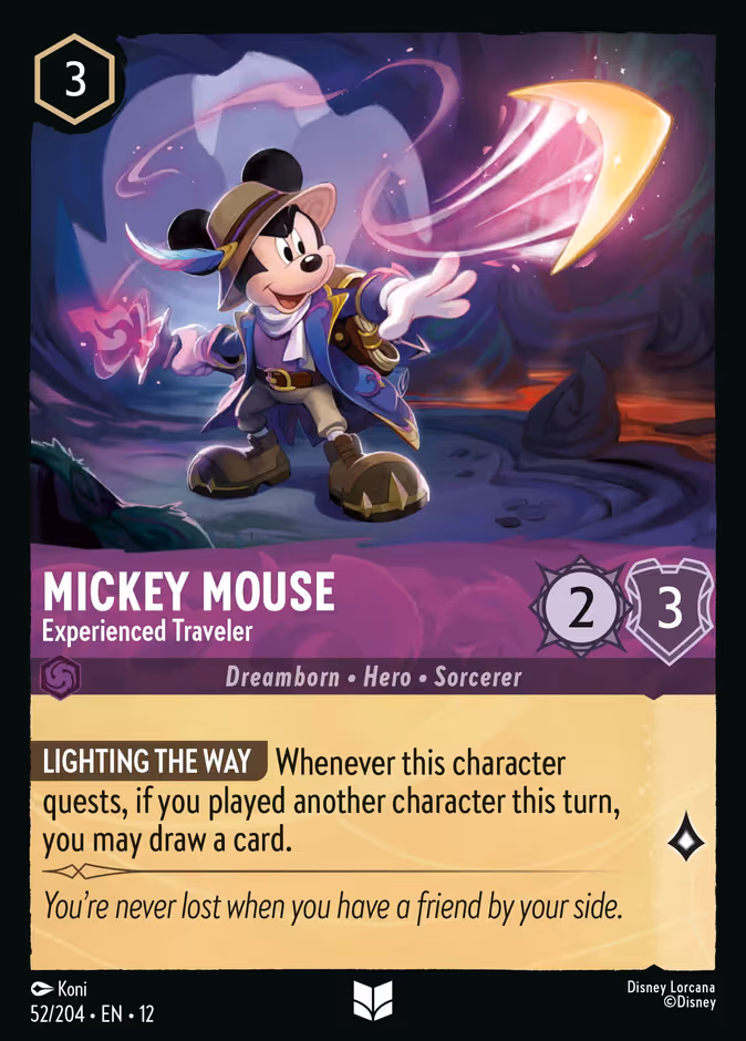 Mickey Mouse - Experienced Traveler Lorcana card (52/204, Wilds Unknown)