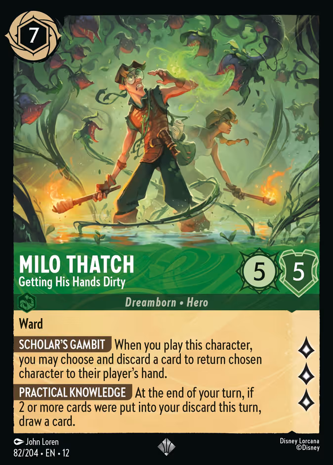 Milo Thatch - Getting His Hands Dirty Lorcana card (82/204, Wilds Unknown)