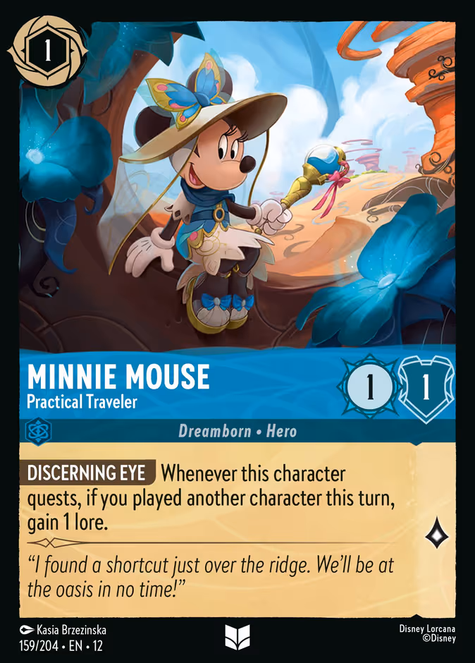 Minnie Mouse - Practical Traveler Lorcana card (159/204, Wilds Unknown)