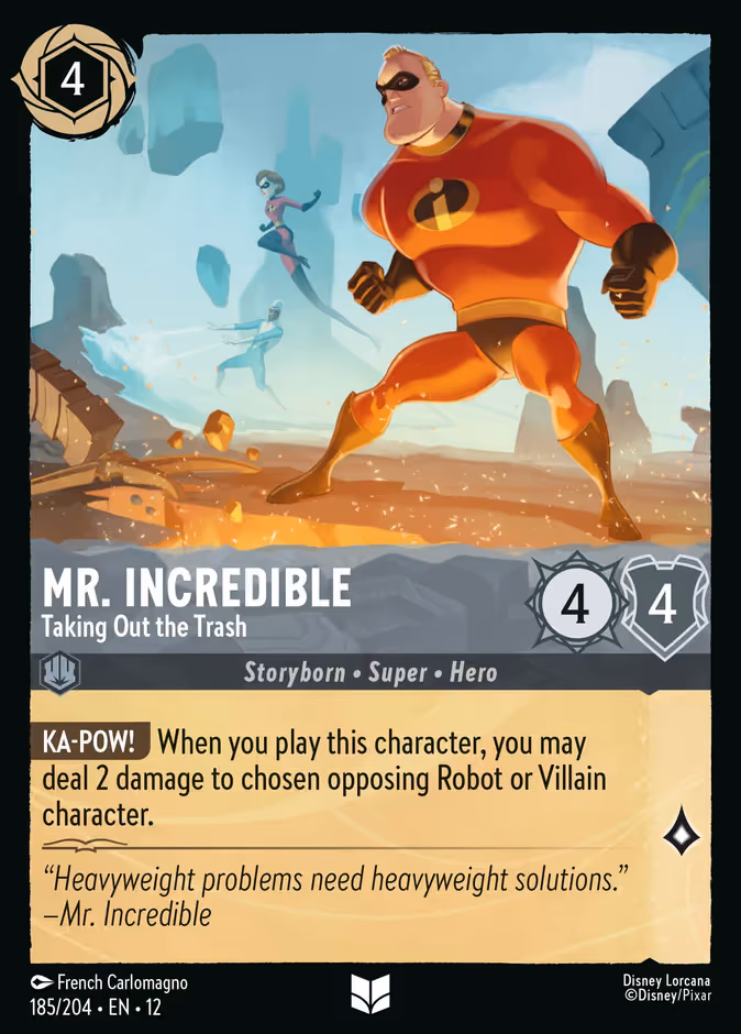 Mr. Incredible - Taking Out the Trash Lorcana card (185/204, Wilds Unknown)
