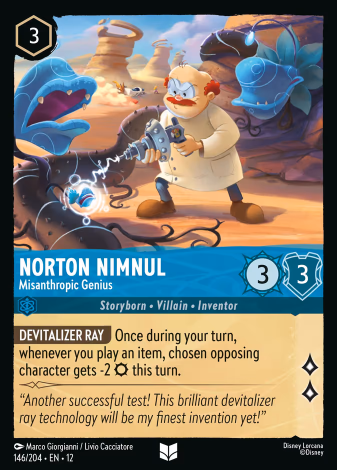 Norton Nimnul - Misanthropic Genius Lorcana card (146/204, Wilds Unknown)