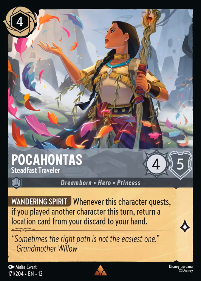 Pocahontas - Steadfast Traveler Lorcana card (171/204, Wilds Unknown)