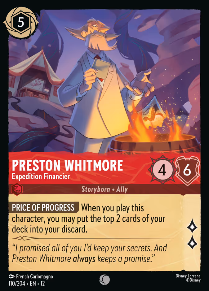 Preston Whitmore - Expedition Financier Lorcana card (110/204, Wilds Unknown)