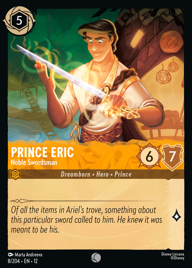 Prince Eric - Noble Swordsman Lorcana card (8/204, Wilds Unknown)