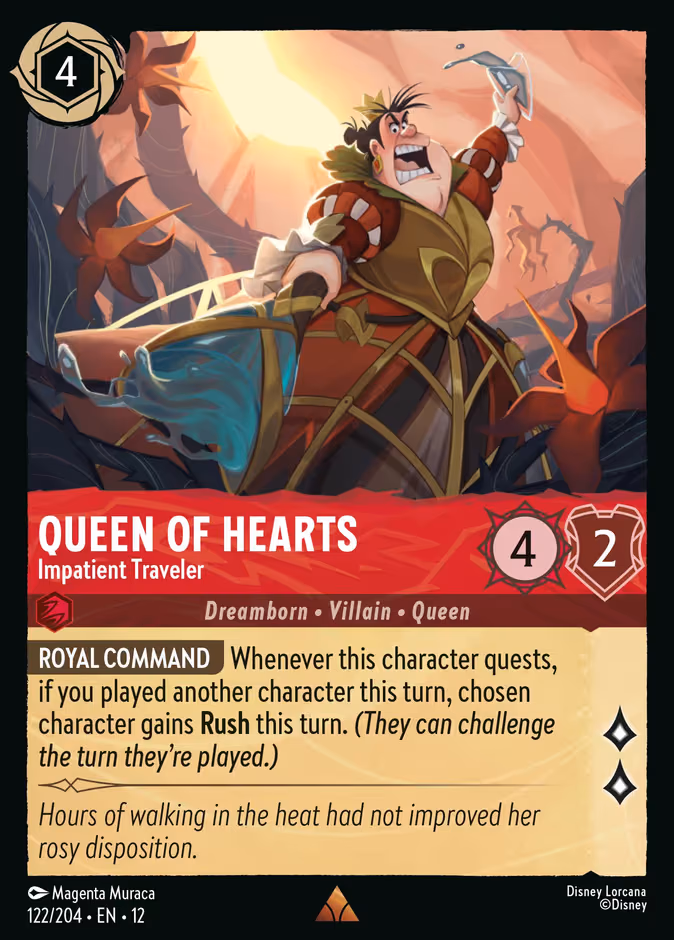 Queen of Hearts - Impatient Traveler Lorcana card (122/204, Wilds Unknown)