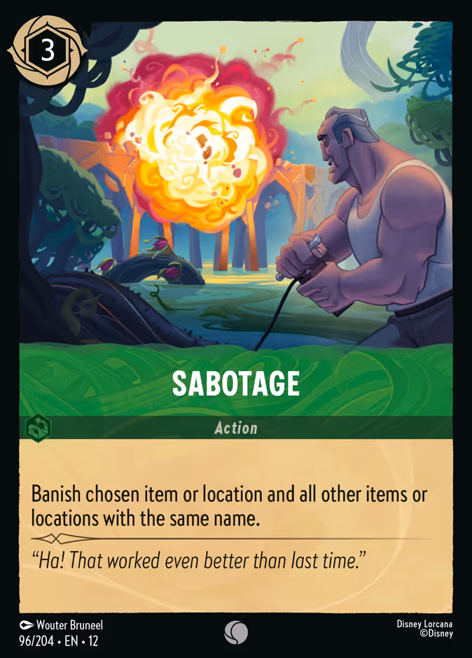 Sabotage Lorcana card (96/204, Wilds Unknown)