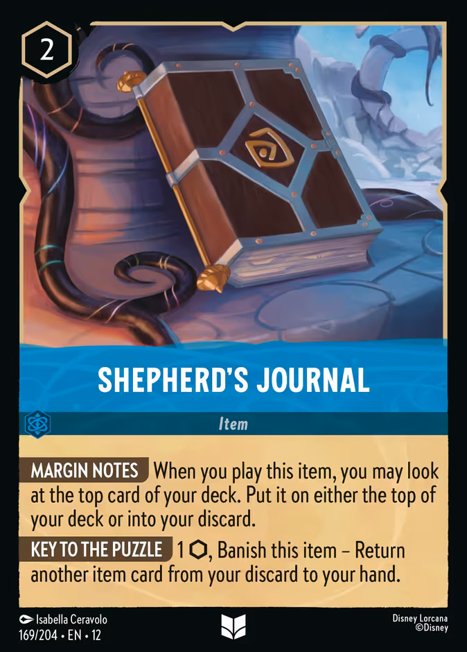 Shepherd's Journal Lorcana card (169/204, Wilds Unknown)
