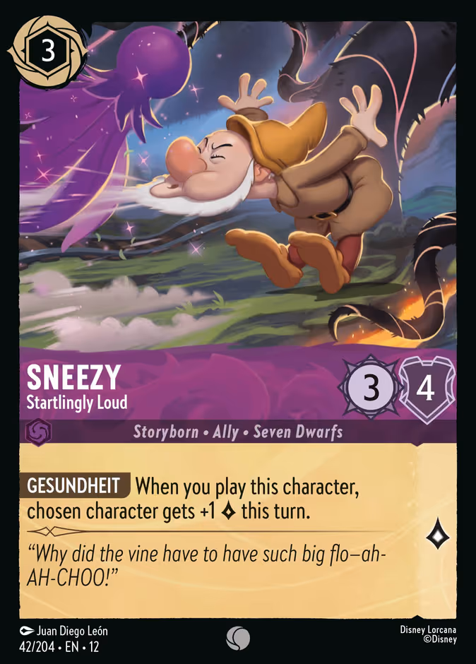 Sneezy - Startlingly Loud Lorcana card (42/204, Wilds Unknown)