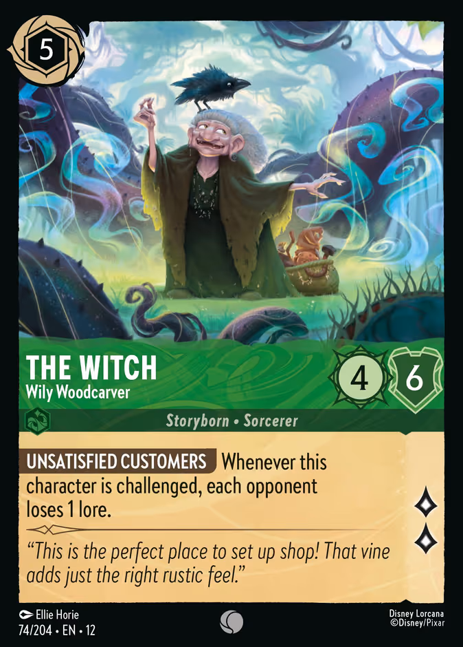 The Witch - Wily Woodcarver Lorcana card (74/204, Wilds Unknown)