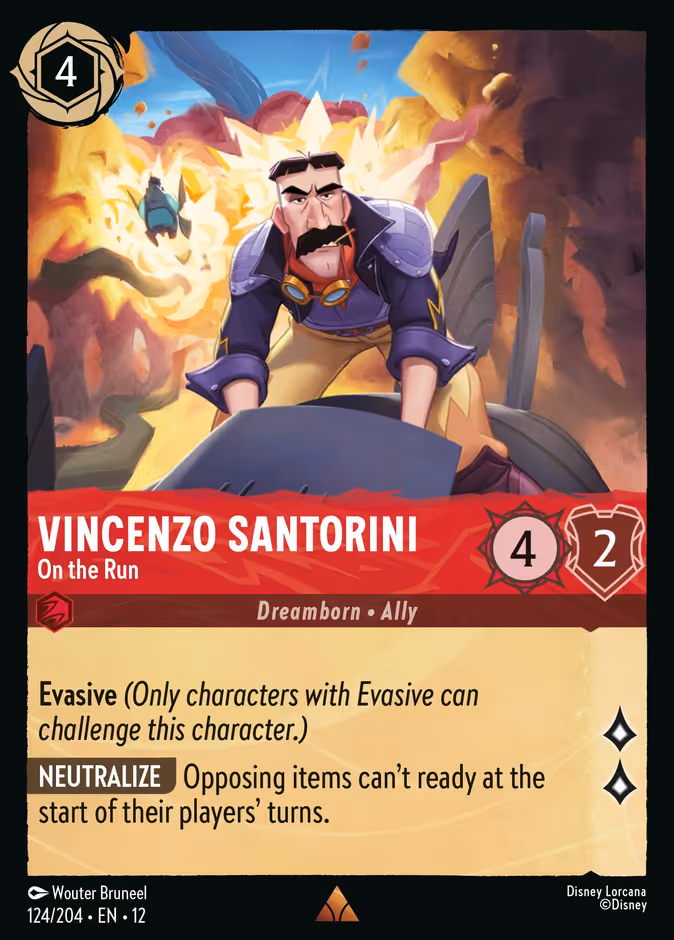 Vincenzo Santorini - On the Run Lorcana card (124/204, Wilds Unknown)