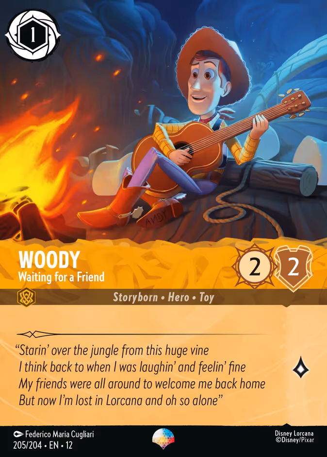Woody - Waiting for a Friend Lorcana card (205/204, Wilds Unknown)