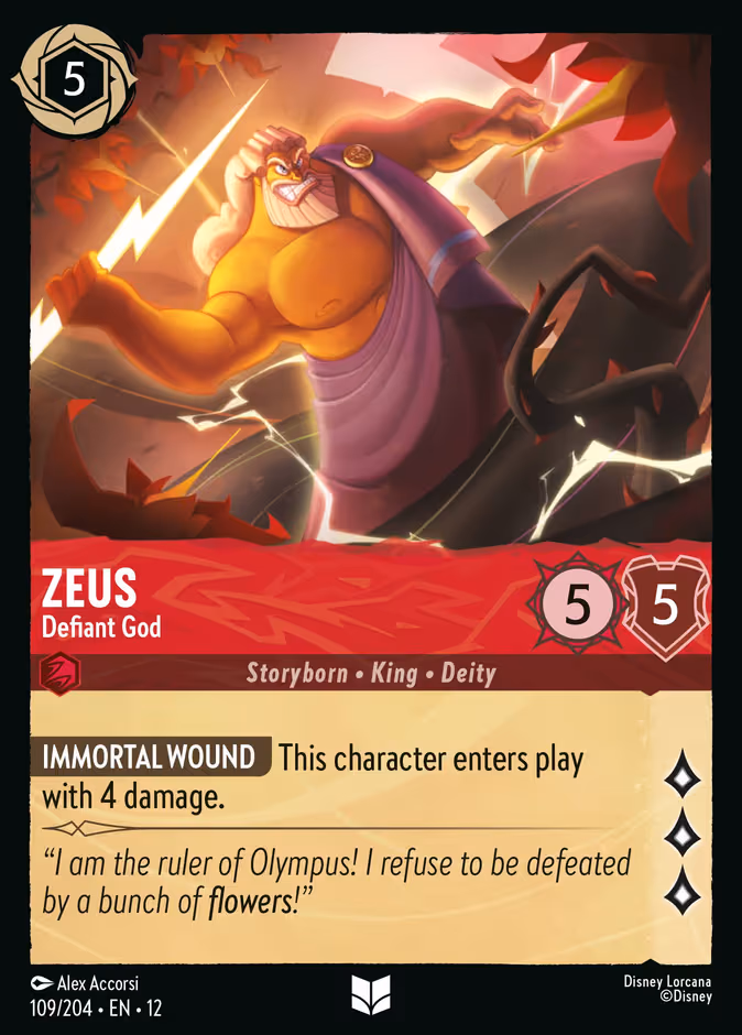 Zeus - Defiant God Lorcana card (109/204, Wilds Unknown)