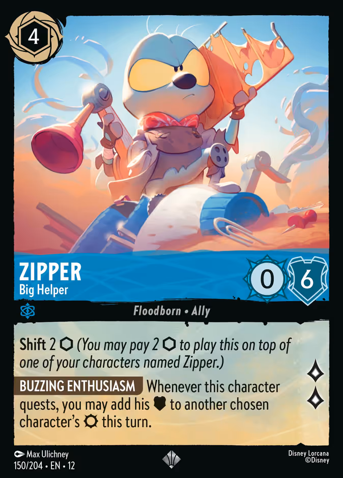 Zipper - Big Helper Lorcana card (150/204, Wilds Unknown)