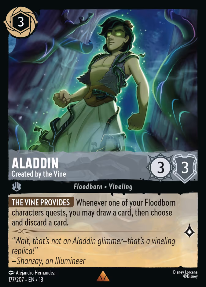 Aladdin - Created by the Vine Lorcana card (177/207, Attack of the Vine!)