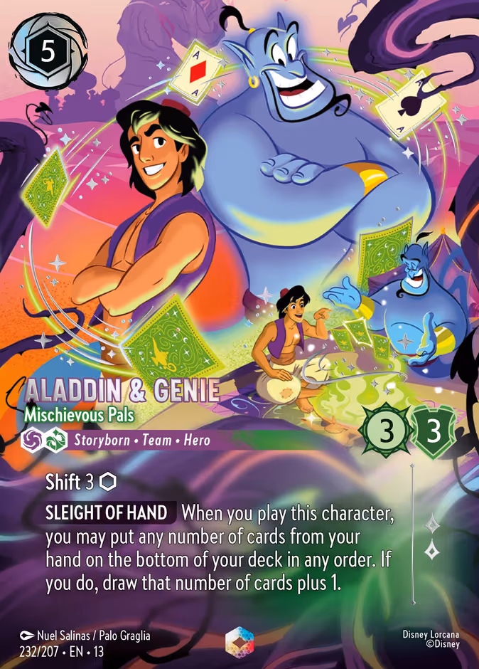 Aladdin & Genie - Mischievous Pals Lorcana card (232/207)