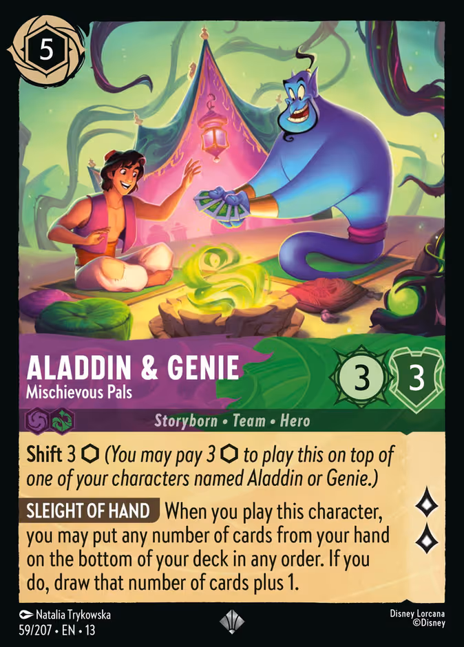 Aladdin & Genie - Mischievous Pals Lorcana card (59/207, Attack of the Vine!)
