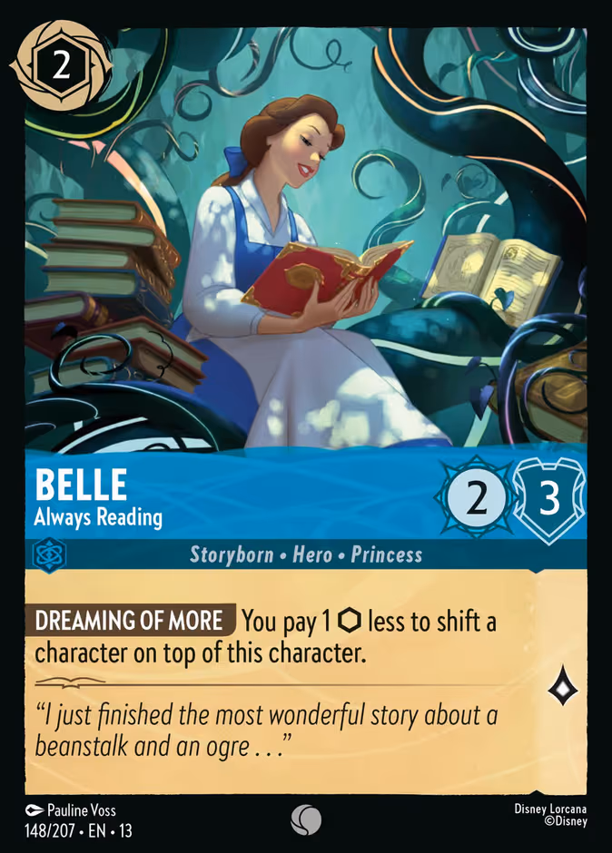 Belle - Always Reading Lorcana card (148/207, Attack of the Vine!)