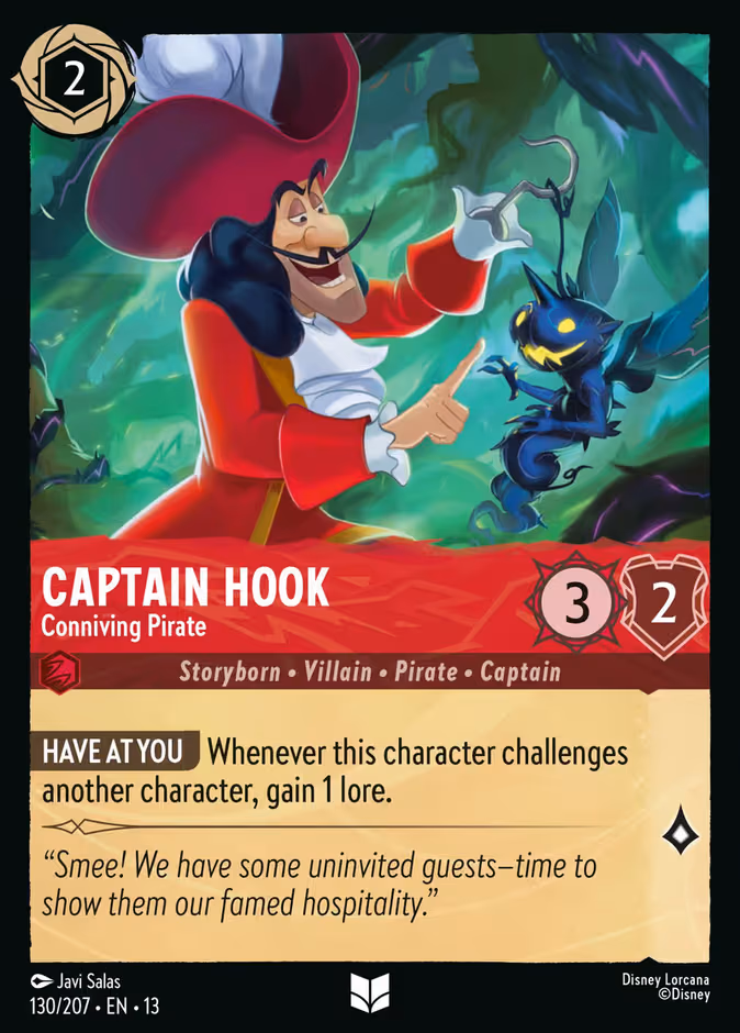 Captain Hook - Conniving Pirate Lorcana card (130/207, Attack of the Vine!)