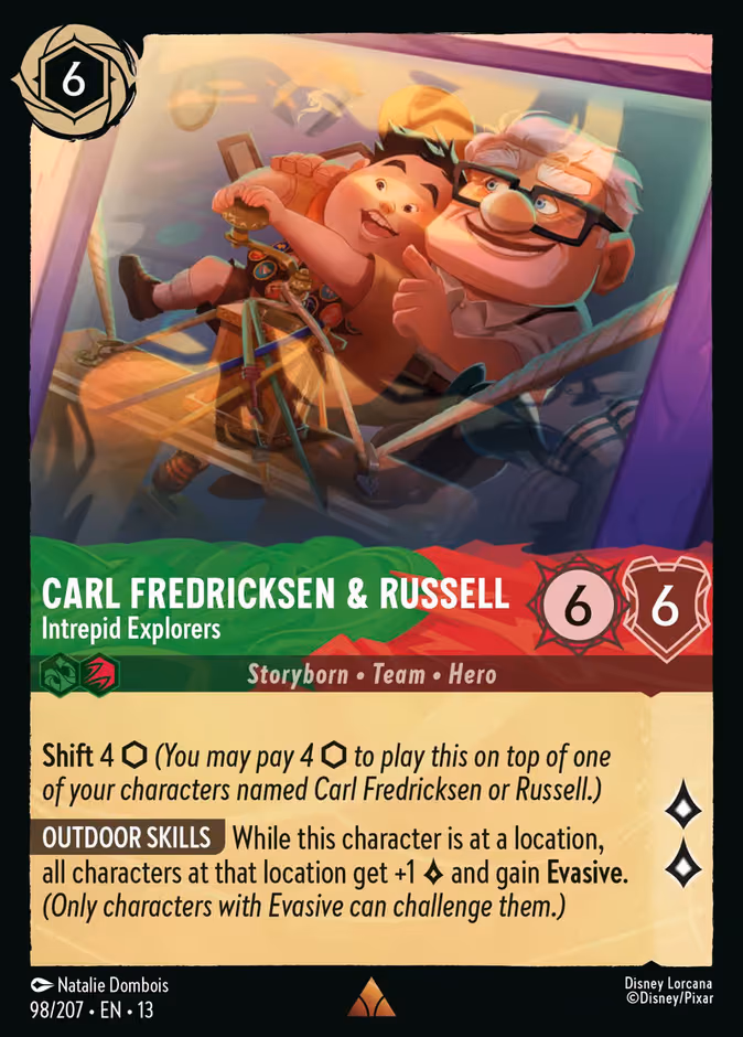 Carl Fredricksen & Russell - Intrepid Explorers Lorcana card (98/207, Attack of the Vine!)