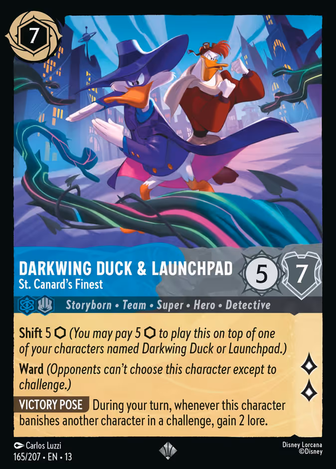 Darkwing Duck & Launchpad - St. Canard's Finest Lorcana card (165/207, Attack of the Vine!)