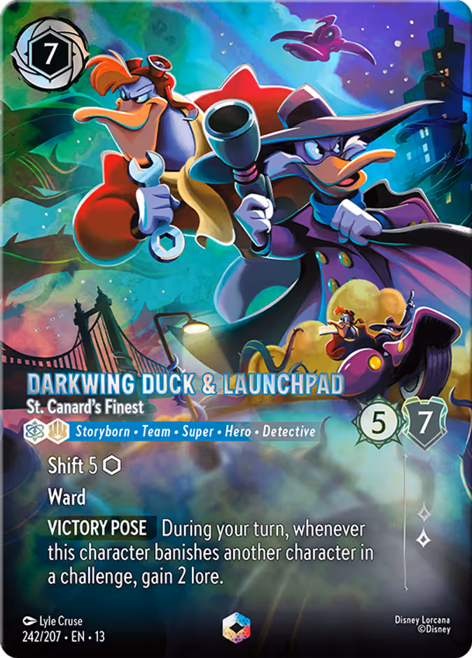 Darkwing Duck & Launchpad - St. Canard's Finest Lorcana card (242/207, Attack of the Vine!)