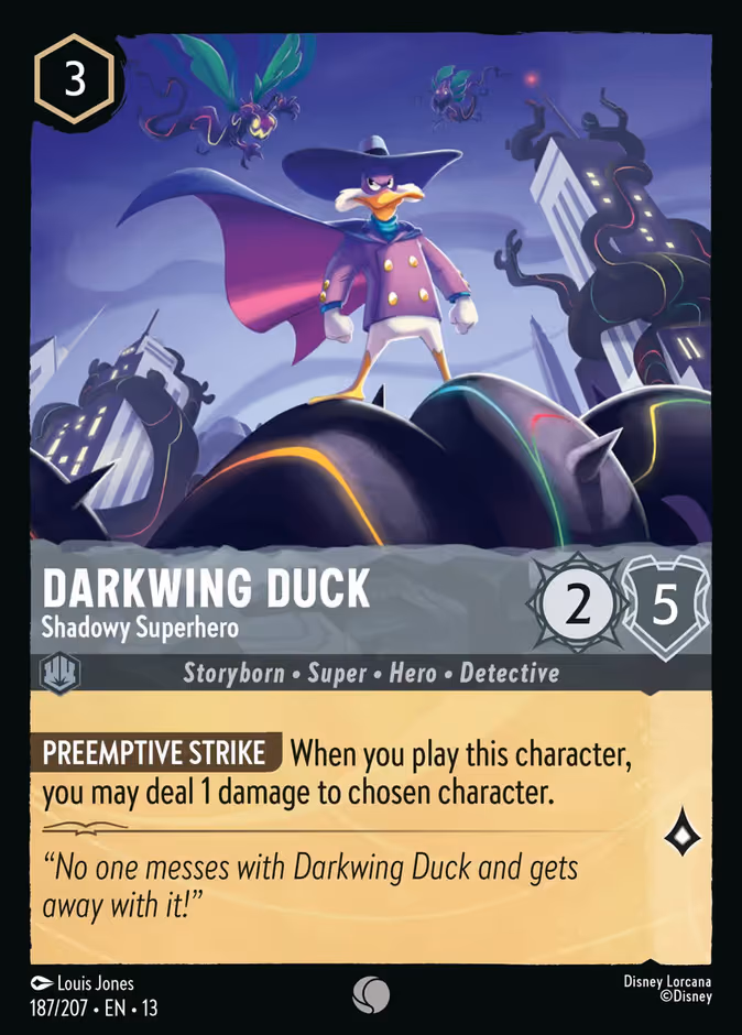 Darkwing Duck - Shadowy Superhero Lorcana card (187/207, Attack of the Vine!)