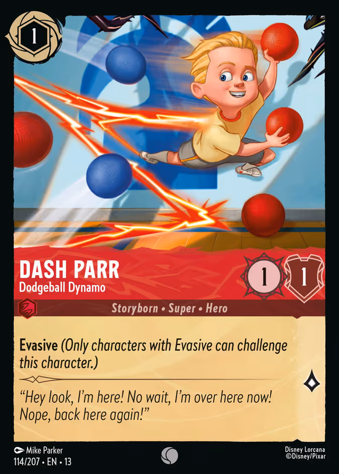 Dash Parr - Dodgeball Dynamo Lorcana card (114/207, Attack of the Vine!)
