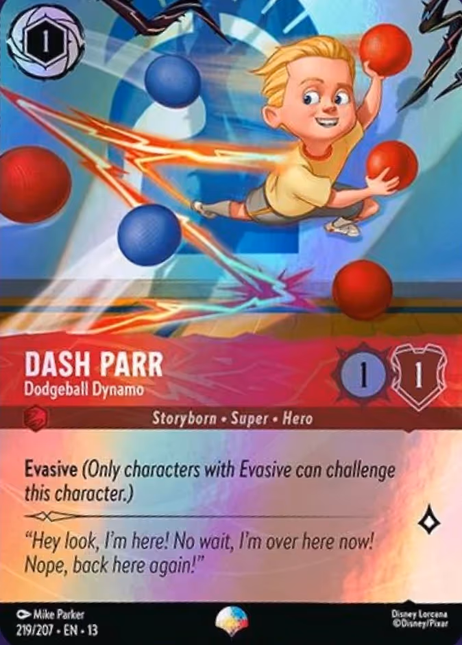 Dash Parr - Dodgeball Dynamo Lorcana card (219/207, Attack of the Vine!)